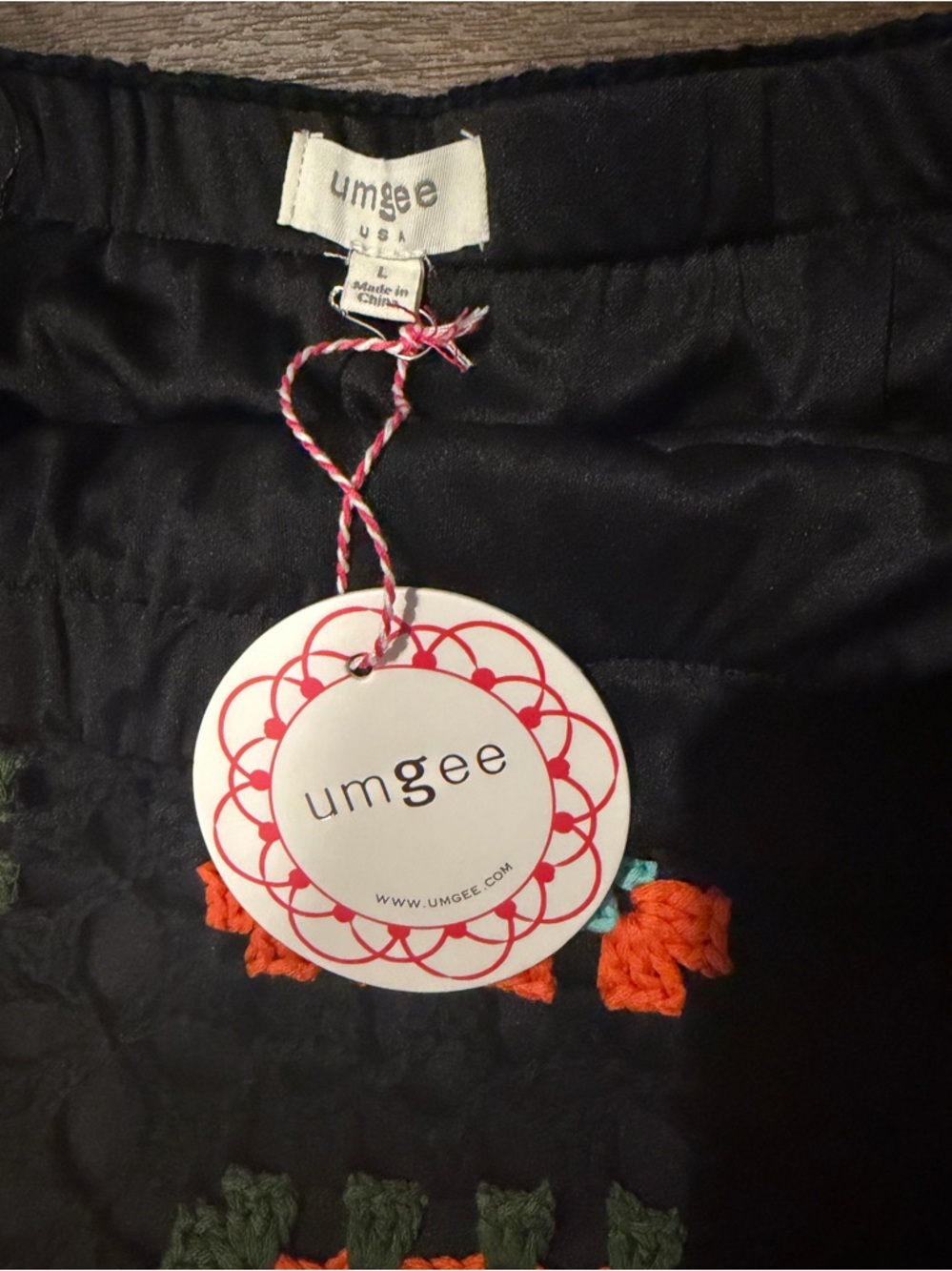 Umgee Crochet Granny Square Skirt NWT Large Boho Colorful Knit Mini Skirt - Picture 4 of 5